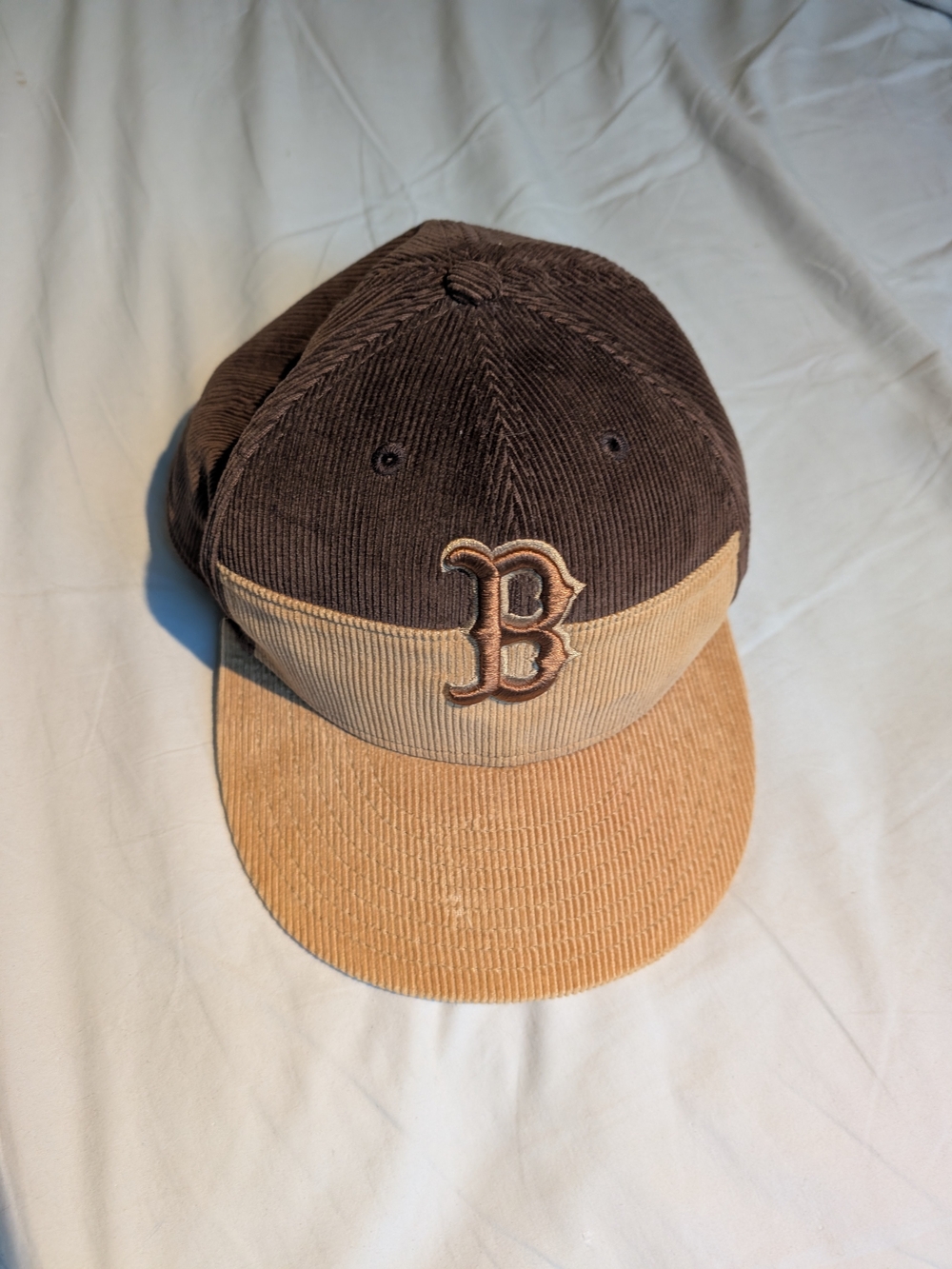 Boston Red Sox Corduroy Two-Tone Brown & Tan Baseball Cap Fitted 7 1/4